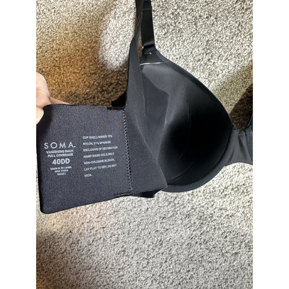Soma Vanishing Back Full Coverage Bra 40DD Black Underwire Smooth NWT - Picture 5 of 5